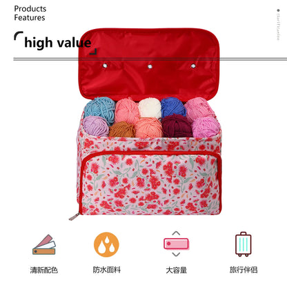 QZLKNIT Hot Sale Yarn Storage Bag with Dandel Waterproof Sewing Accessories Storage Bags Square Knitting Tote Bag Christmas Gift