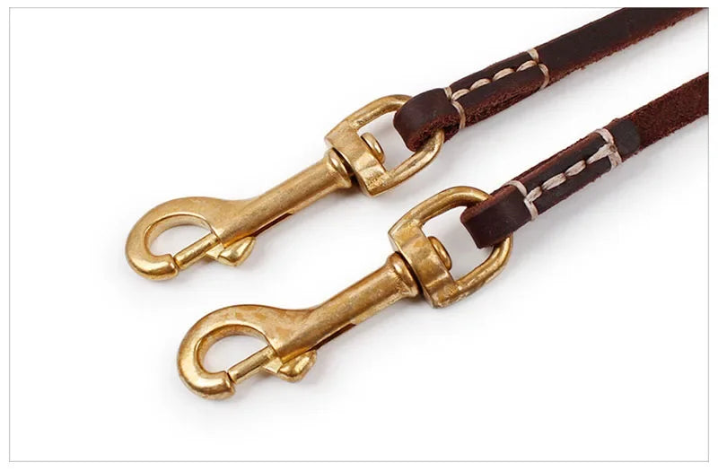 SYDZSW Pet Supplies Genuine Leather Dog Leash Wholesale Grade Copper Hook Large Dog Leash Labrador Shepherd Dog Products 0.8cm
