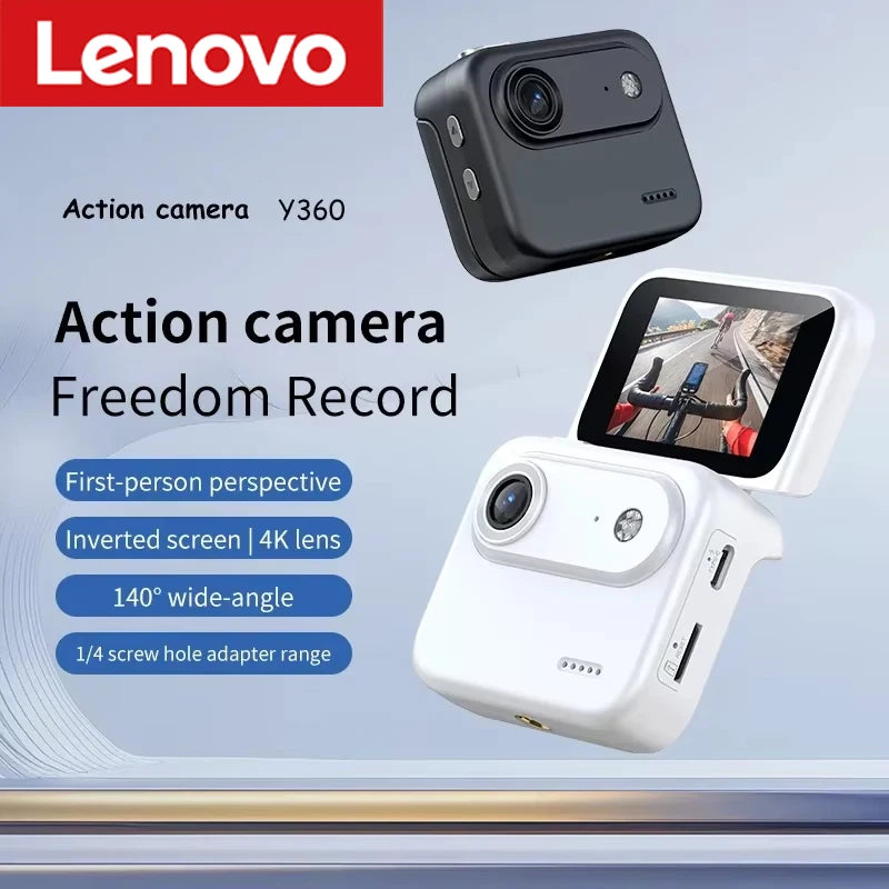 Lenovo Mini Action Camera 4K HD Recording VLOG Flip Screen Recorder Anti Shake 140 ° Wide-angle Lens Cycling Sports Camera
