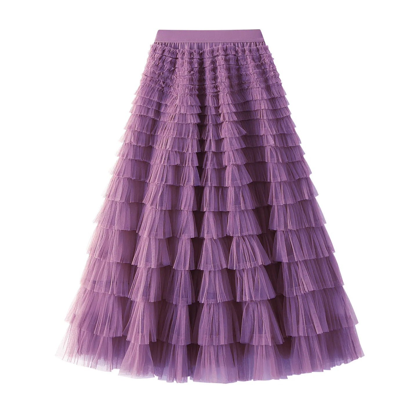 New Arrival 2025 Tulle Cake Long Skirt Women Spring Summer Ruffle Pleated A-Line Chic Skirt Ladies Sweet Black White Tutu Skirts