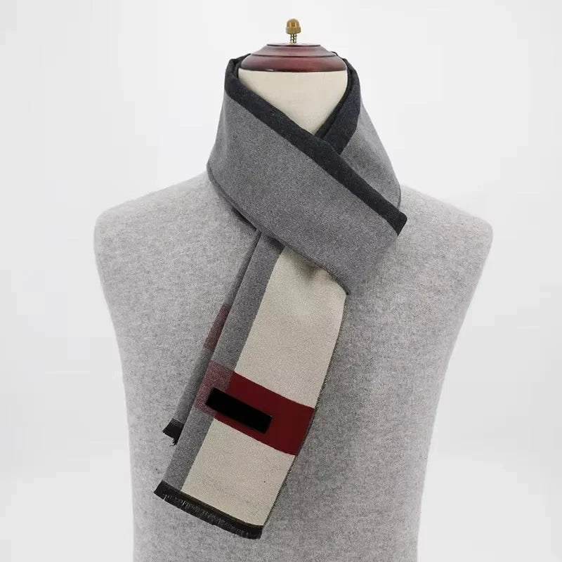 2024 Luxury Brand Winter Plaid Cashmere Scarf for Men Warm Neck Scarfs Male Business Scarves Long Men's Pashmina Shawl