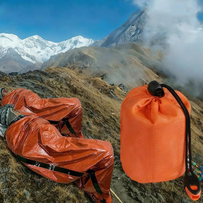 Survival Sleeping Bag Compact Ground Mat with Whistle Outdoor Camping Gear Sleeping Bag for Hiking Extreme Weather Fishing