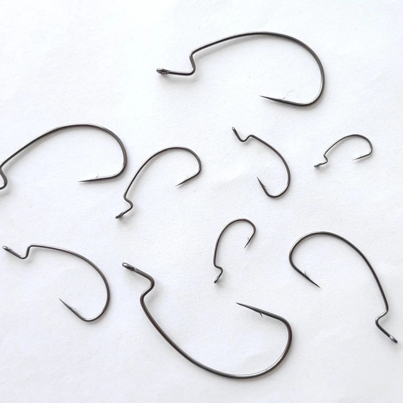 50pcs Crank Fishing Hook High Carbon Steel Soft Bait Hooks 2~10# Drop Shot Worm FishHook Freshwater Fishing Jig Hook