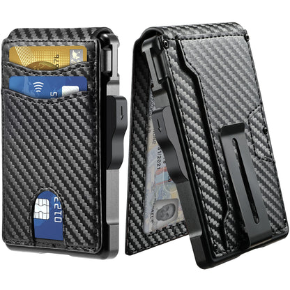 Wallet for Men, Mens Minimalist Wallet 9-13 Cards, Slim Compact Wallet with Money Clip & ID Window, RFID Blocking Smart Pop Up C