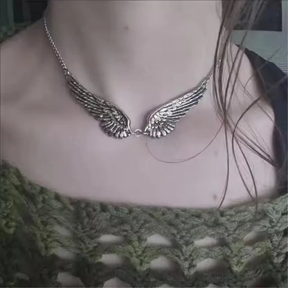 Goth Y2K Angel Wing Feather Star Cross Heart Cat Claw Pendant Bead Chain Choker Necklace For Women Harajuku Jewelry Accessories