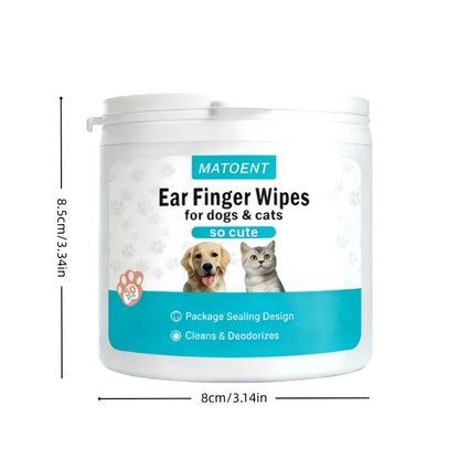 50 PCS Pet Cleaning Products Ear Cleaning Wipes Ear Care Fingertips Ear Mite Removal Cat and Dog Ear Cleaning Pet Products