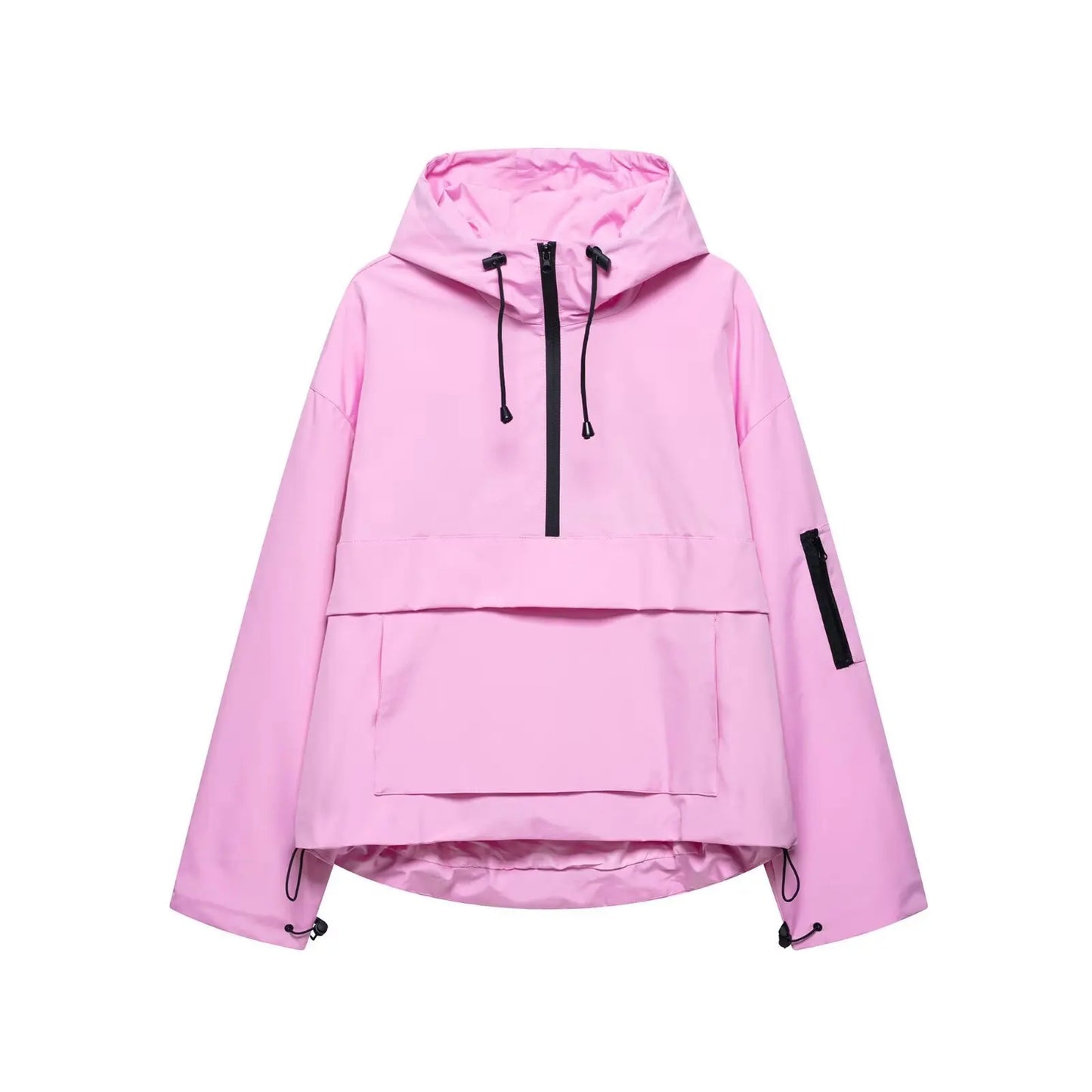 Fashion Casual Loose Hooded Jacket Women Solid Color Long Sleeve Windproof Breathable Zipper Jackets Coat Tops Female Streetwear