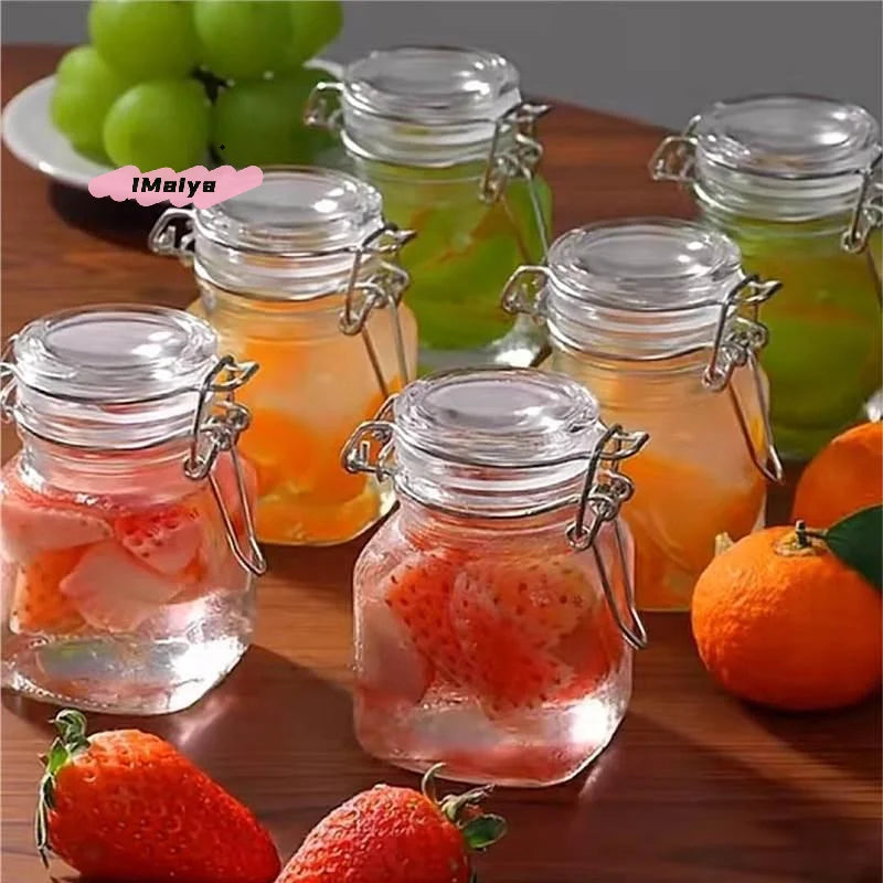 Transparent Glass Jar for Kitchen 50/100ml Sealed Storage Bottle Big Mouth Pickle Fruit Jam Container Household Food Canning