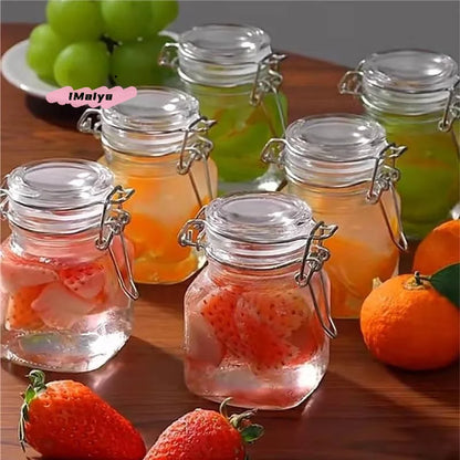 Transparent Glass Jar for Kitchen 50/100ml Sealed Storage Bottle Big Mouth Pickle Fruit Jam Container Household Food Canning