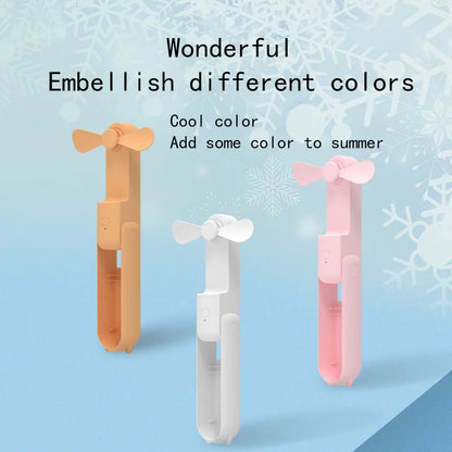Portable Fan 2000mAh USB Rechargeable 3 Speed Mini Handheld Foldable Fan Hand Held Small Pocket Travel Fan with Handy Power Bank