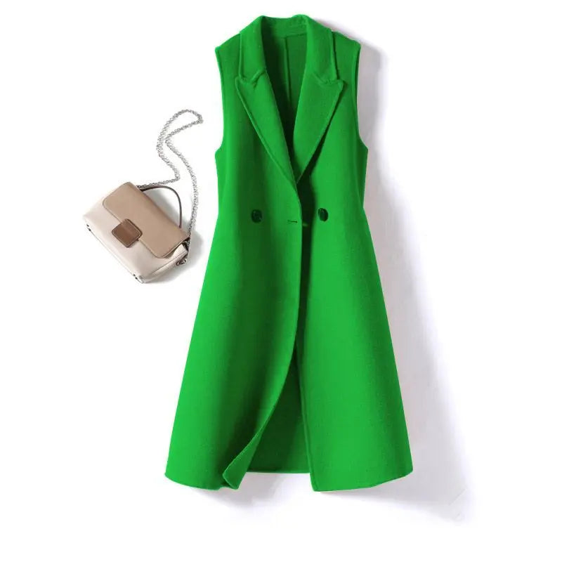 2025 Spring Autumn New Wool Vest Women Coat Sleeveless Oversized Tops  Casual Waistcoat Korean Black Woolen Outwear Female