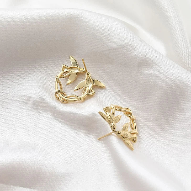 1Pair Fashion Trend Charm Creative Lovebirds Earrings Cute Simple Handmade Earrings For Women Girls Jewelry Accessories Gifts