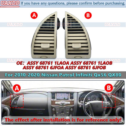 For 2010-2020 Nissan Patrol Infiniti Qx56 QX80 Grille Climatisation Interieure Sortie Panneau Ventilation Commande Tableau Prada