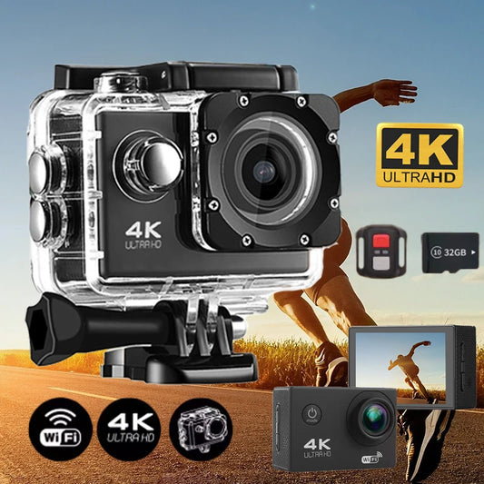  Action Camera 4K WiFi 2.0 Inch Touch Screen 140° Wide Angle Video Recording 30M Waterproof Bicycle Motorcycles Sports Cameras