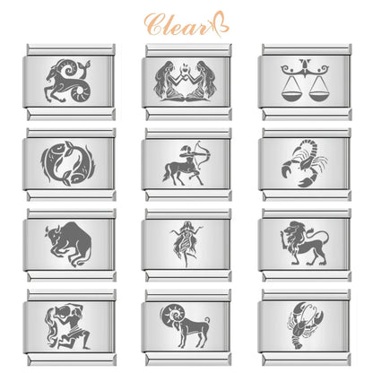 Original Fashion New 12 Constellations Pattern Charm Italian Links Fit 9mm Stainless Steel Women Men Bracelet DIY Making Jewelry