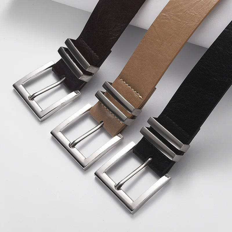 Silver Pin Buckle Black Pu Women's Belt Simple Design Jeans Accessories Girdle Goth Retro Leopard Print Leather Waistband