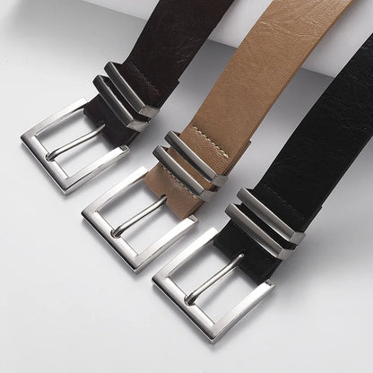 Silver Pin Buckle Black Pu Women's Belt Simple Design Jeans Accessories Girdle Goth Retro Leopard Print Leather Waistband