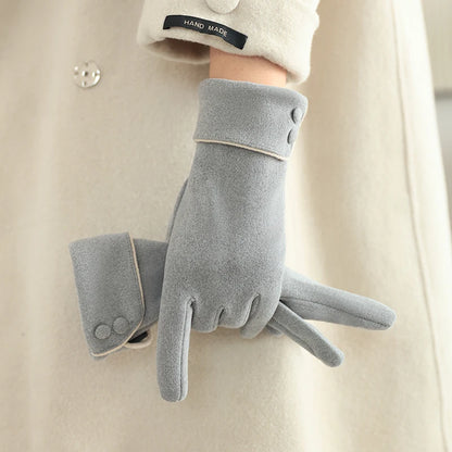 1 Pair of Women's Warm Gloves, Suitable for Women, with Velvet Lining, Windproof and Cold-Resistant, Available in Multiple Colors, Elegant and Stylish Gloves