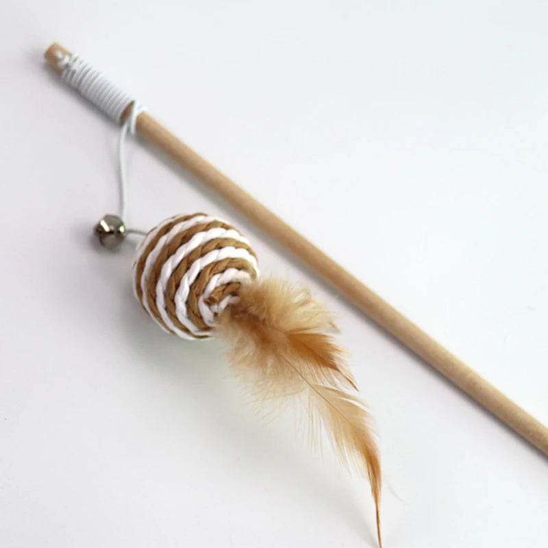 Funny Pet Cat Toys Interactive Cat Teaser with Feather 40CM Wooden Stick Mice Fish Chick Katten Speelgoed Chats Pet Accessories