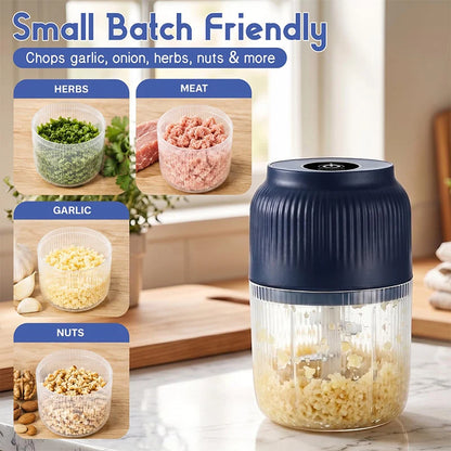 Electric Garlic Chopper Kitchen Mini Food Grinder Stainless Steel Blade Small Vegetable Chopper Household Meat Grinder For Home
