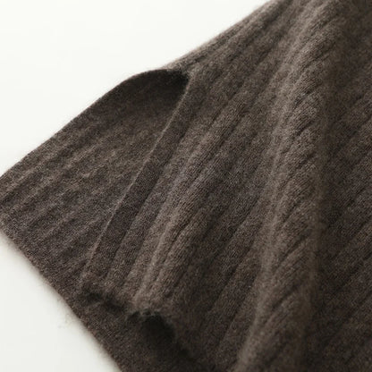 Women's Knitted Skirt 100% Merino Wool Sheath Skirt Solid Color Autumn/Winter Fashion Vertical Strip Wrap Hip Skirt Split Skirt
