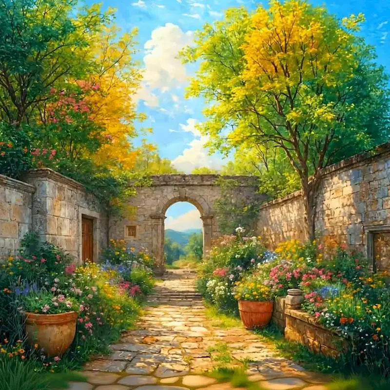GATYZTORY Courtyard Painting By Numbers Wall Art Picture Pictures By Numbers Landscape Easy Paint Painting Decor Diy Making Kits