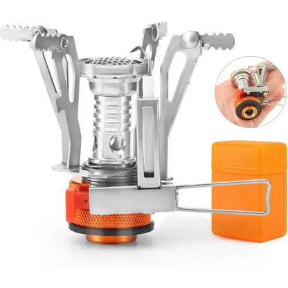 9.5×8cm Portable Stove Foldable Ultra Lightweight Aluminum Alloy Piezo Lgnition Windproof Stable Base Outdoor Camping Equipment