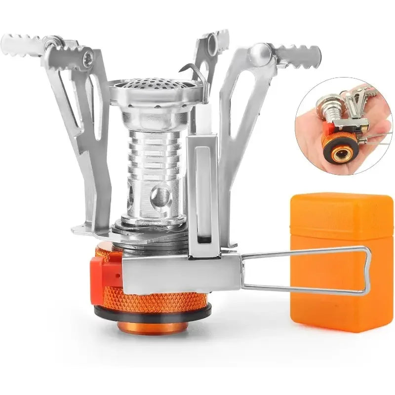 9.5×8cm Portable Stove Foldable Ultra Lightweight Aluminum Alloy Piezo Lgnition Windproof Stable Base Outdoor Camping Equipment