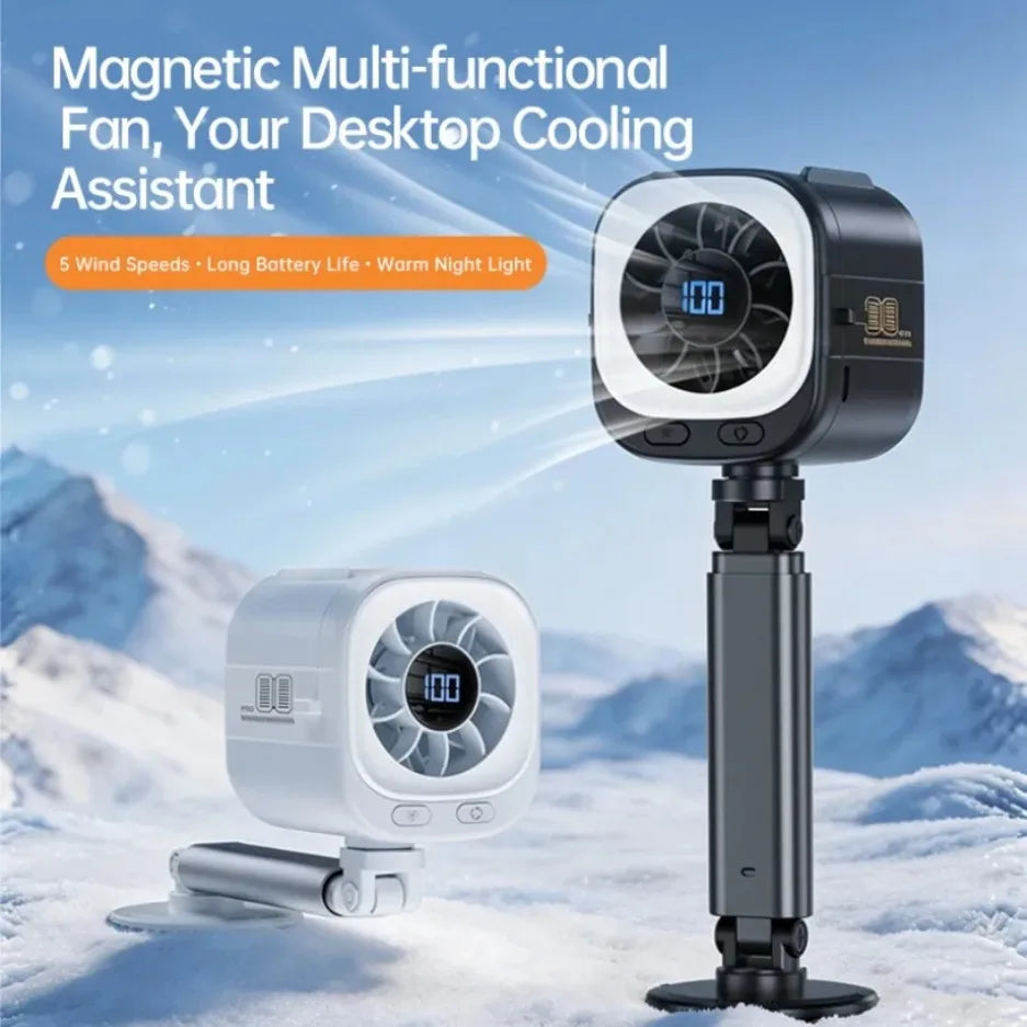 Portable Fan USB Rechargeable 3000mAh 15000RPM High Speed Brushless Motor 6-in-1 Mini Fan with Magnetic Base for Travel Stroller