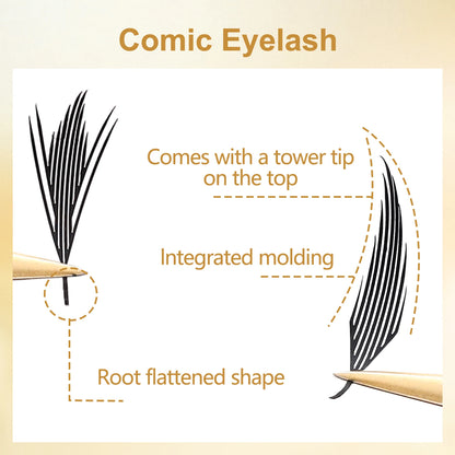 Comic Spire Eyelash Extension Natural Lightweight Cashmere Manga False Eyelash Premade Fans Feather Anime Lashes for Makeup Tool