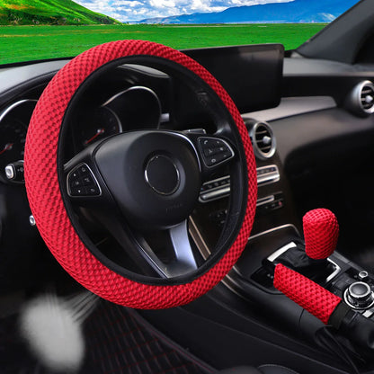 Three-piece three-dimensional breathable massage net car non-slip steering wheel cover, handbrake cover, gearshift cover