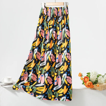 New 2024 Elegant Women Tulle Skirt Korean Fashion Boho Floral A Line Ladies Pleated Skirt Summer Chic High Waist Party Vestidos