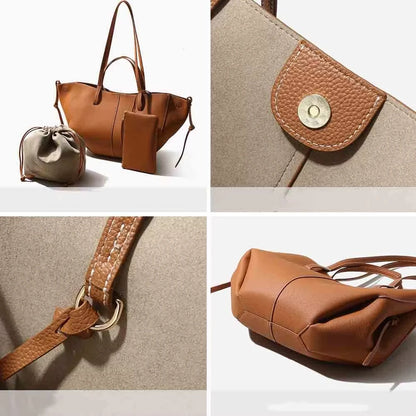 Luxury Designer Bag Women Large Capacity Leather Bucket Bag Senior Sense Crossbody Casual Broadband Shoulder Bag