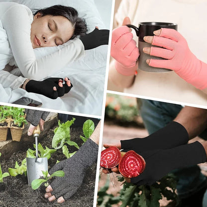 GOMOREON 1 paire de gants pour l'arthrite (femme/homme), syndrome du canal carpien, rhumatismes, tendinites, gants de compression sans doigts pour la main et le pouce