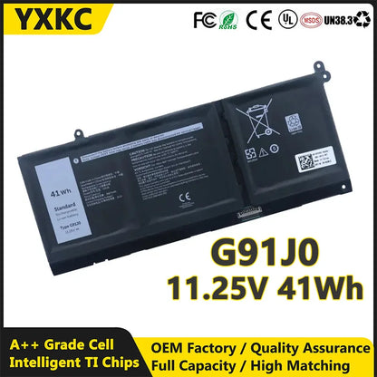 G91J0 11.25V 41Wh Laptop Battery for Dell Latitude 3320 3330 3420 3520 Inspiron 3510 3511 3515 3520 3525 3530 5320 5330 Series