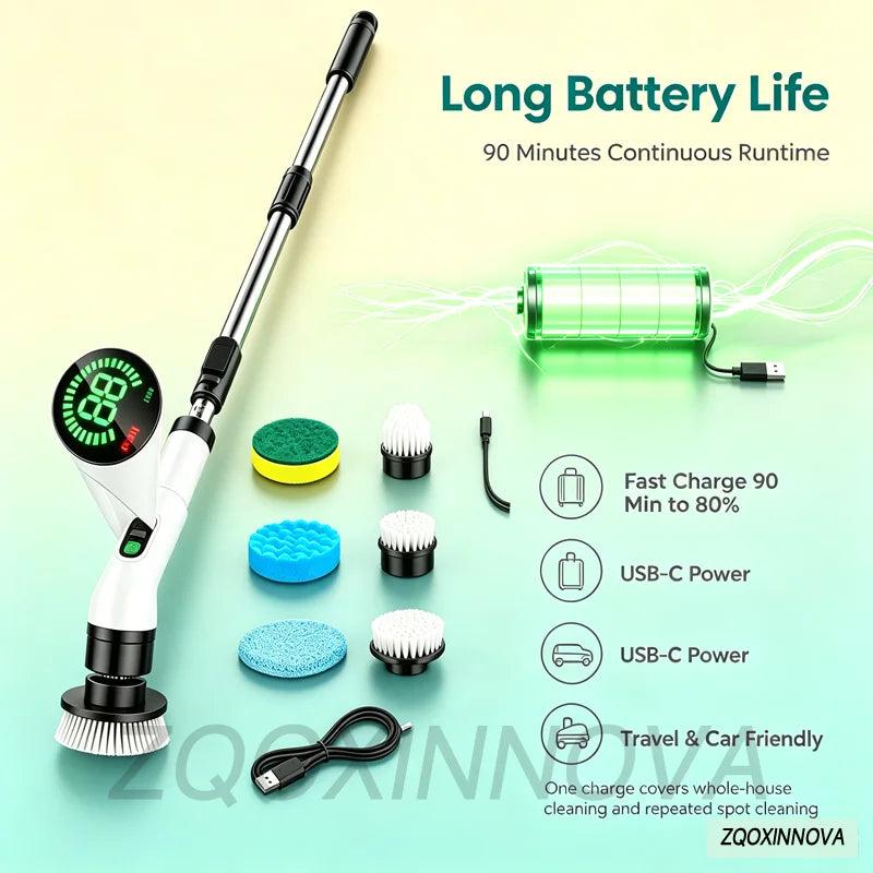 Household Cordless Multipurpose Spin Scrubber Kitchen Gadgets Hair Brushes Bathroom Broom Toilet Mops Electric Cleaning Brush