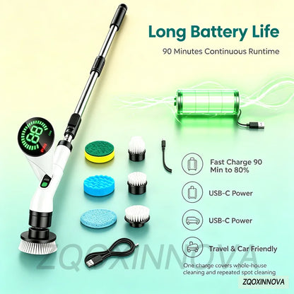 Household Cordless Multipurpose Spin Scrubber Kitchen Gadgets Hair Brushes Bathroom Broom Toilet Mops Electric Cleaning Brush
