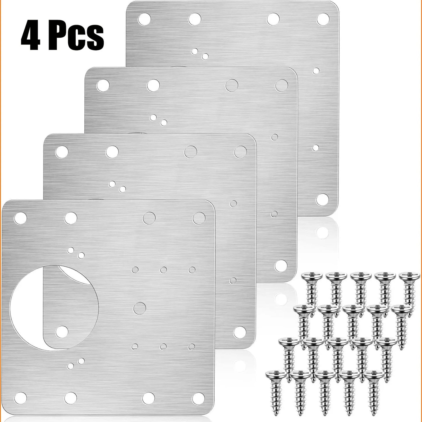 4/10 Cabinet Hinge Repair Plate Kit Kitchen Cabinet Door Hinge Installation Plate with Hole Flat Fixing Bracket Household Tools