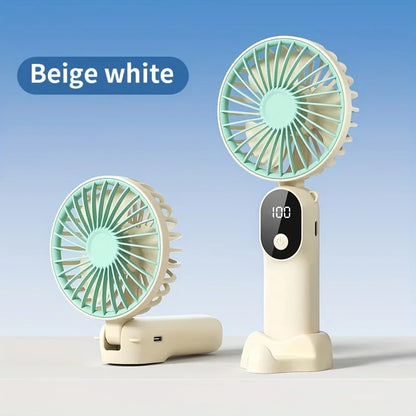 Portable USB Fan 6 Speed Digital Display Foldable 3-in-1 Handheld Neck Desk Fan for Outdoor Travel Home Office Cooling