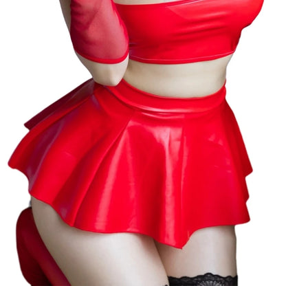 Womens Summer Sexy PU Leather Pleated Mini Skirt High Waist Short Skirts