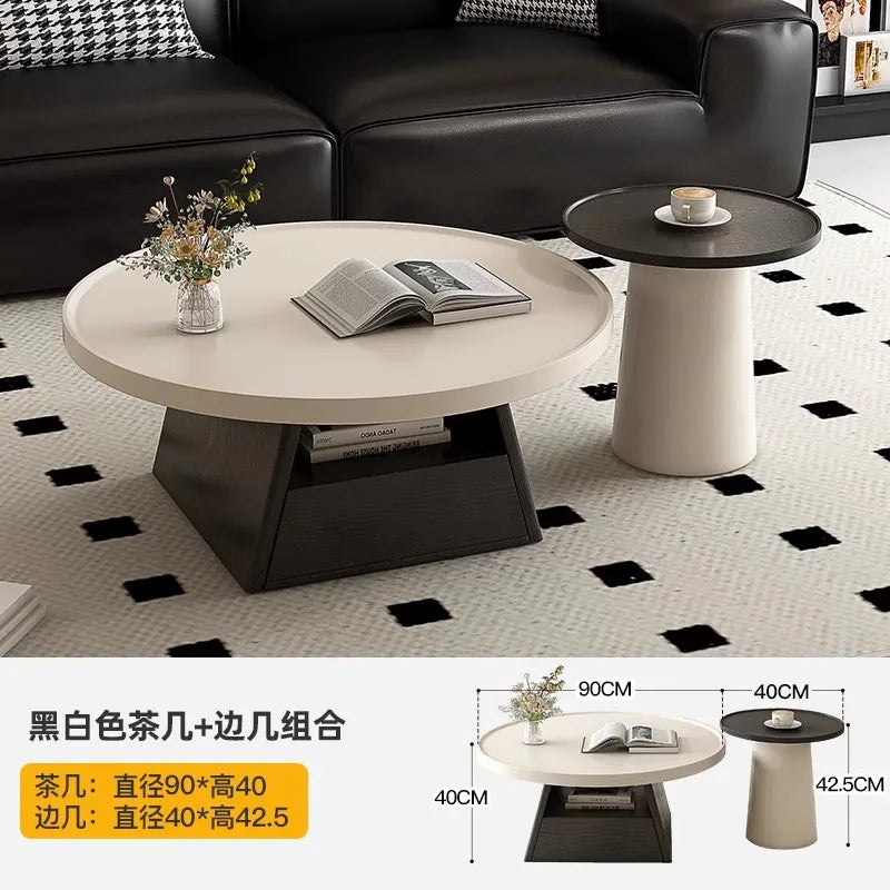 Middle-aged Style Coffee Table Modern Simple Living Room Home New Style Light Luxury High-end Small Apartment Round Coffee Table