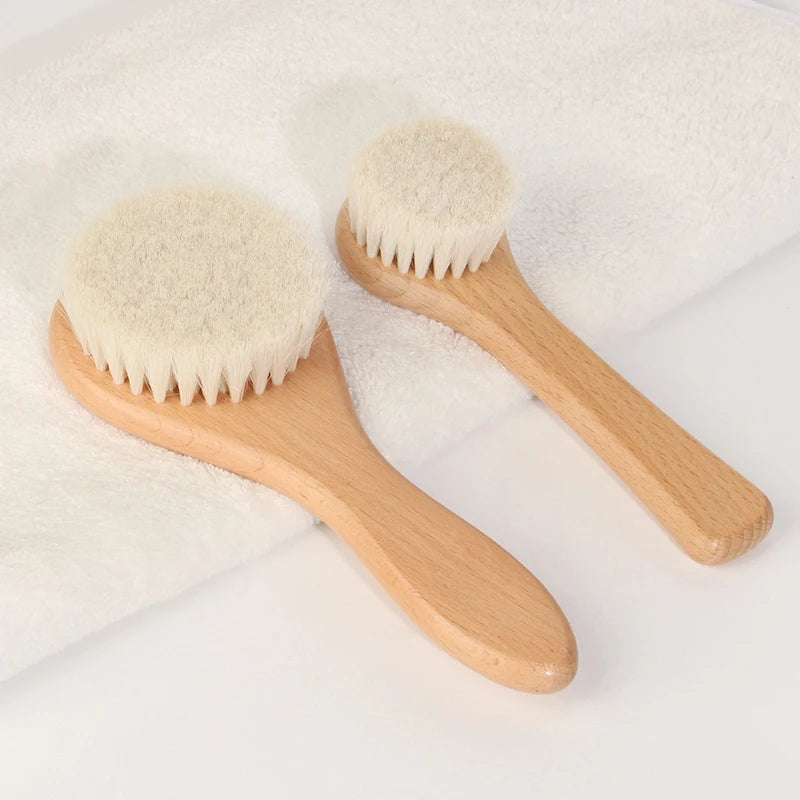 Baby Care Beech Wooden Handle Brush Newborn Infant Comb Head Massager for Baby Shower Pure Natural