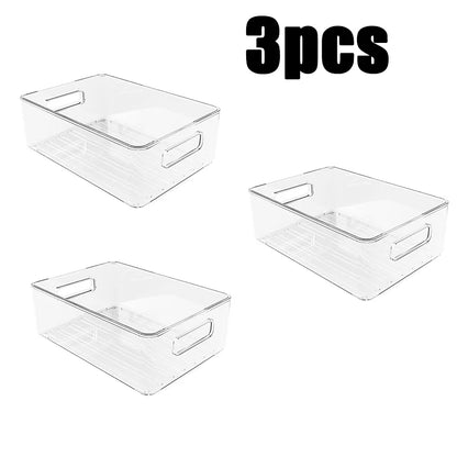 1-3PC Refrigerator Organizers Bins With Handle Plastic Pantry  Refrigerator Crisper Pantry Kitchen Food Freezer Tool Storage Box