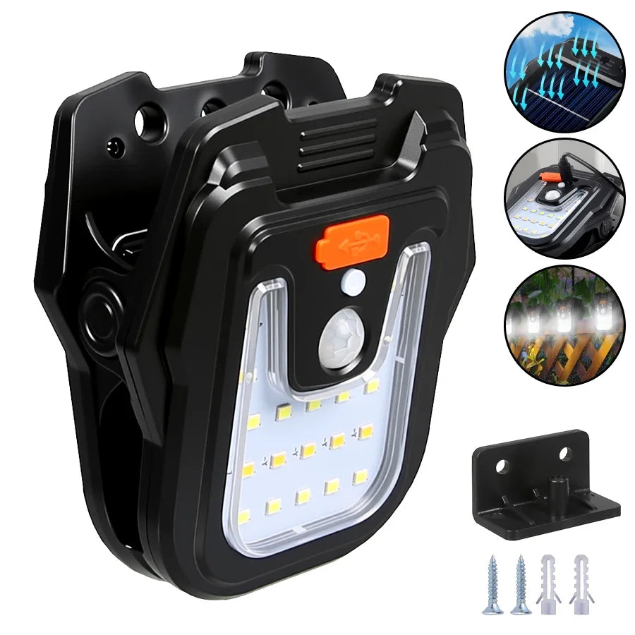 Solar Clip Lamp Motion Sensor- Wall Mounted  Light for Garden/Courtyard/Fence Emergency Night Light Safety Lighting for Yard Use