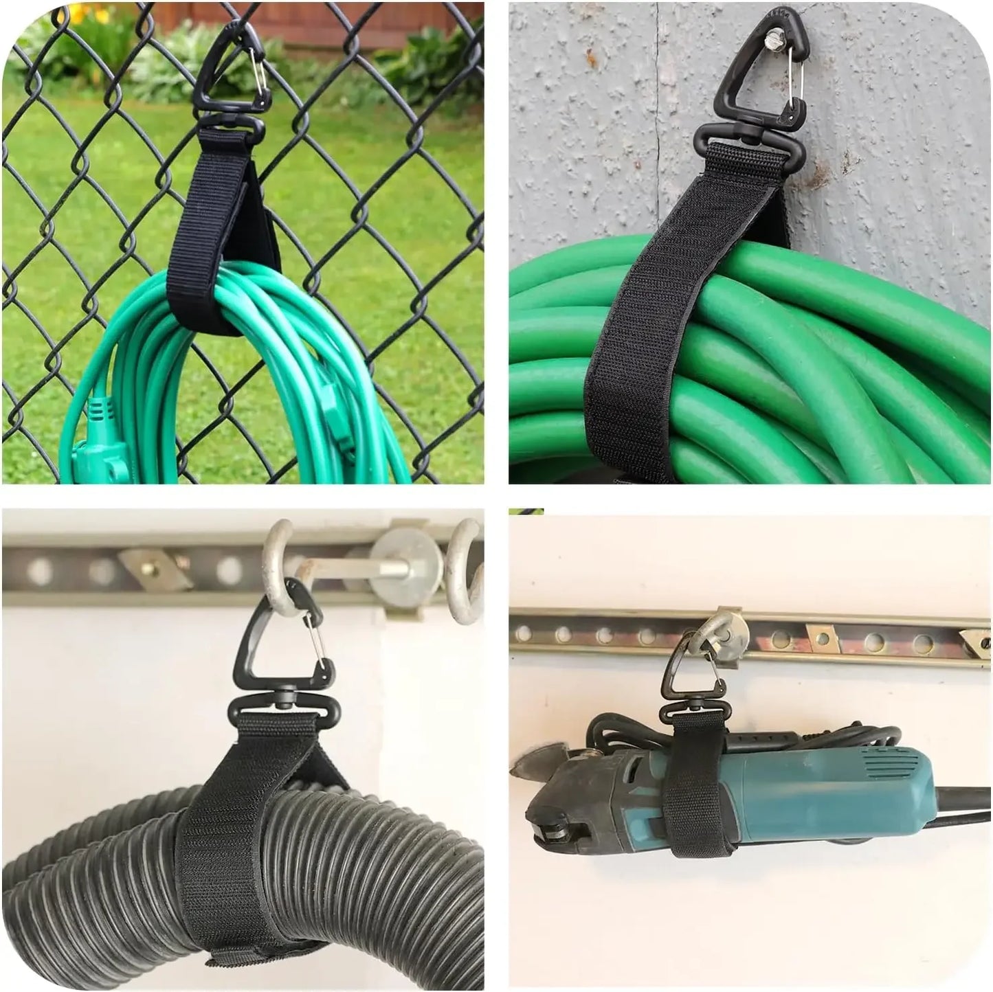 Extension Cord Holder Organizer Car Trunk Tool Heavy-Duty Hook Loop Storage Strap for House Basement RV Garage for Cables Winder