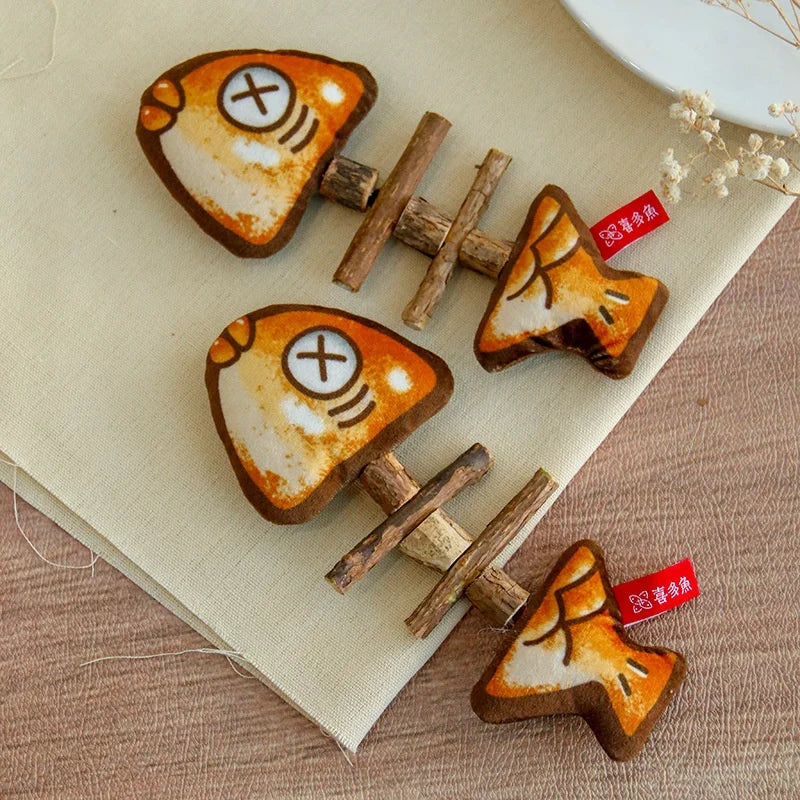 Interactive Silvervine Cat Chew Toy Grilled Fish Molar Teaser Kitten Play Accessory for Oral Health Pet Supplies