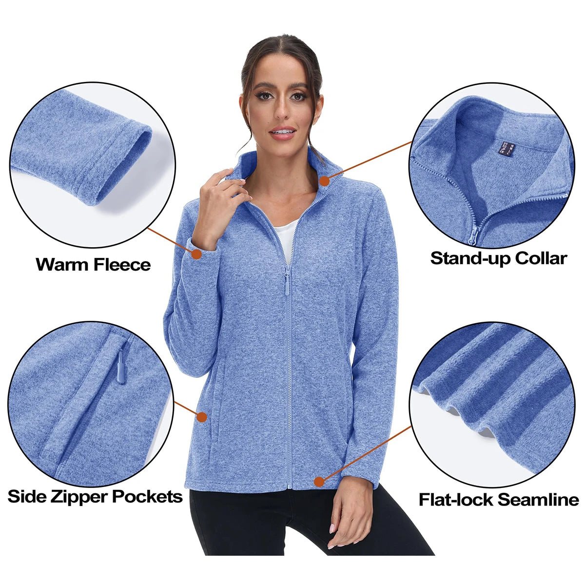 MAGCOMSEN Lightweight Women's Fleece Jackets Womens Athletic Warm Sweatshirts Casual Turtleneck Sweater Coat Sports Tops