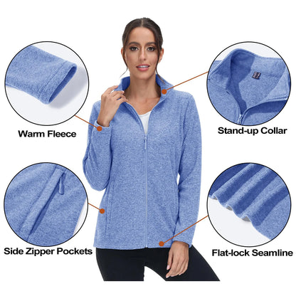 MAGCOMSEN Lightweight Women's Fleece Jackets Womens Athletic Warm Sweatshirts Casual Turtleneck Sweater Coat Sports Tops