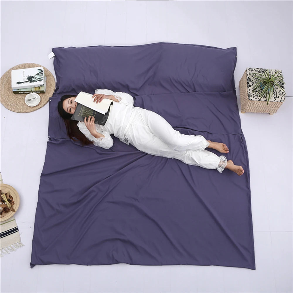 115cm*210cm Lightweight Sleeping Bag Liner Portable Multi-person Sleeping Sack Outdoor Camping Hotel Travel Sheet