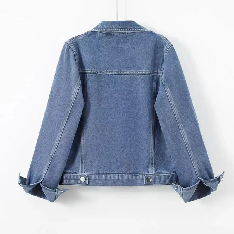 2025New Spring Autumn Denim Jacket Women Big pocke Single-Breasted Casual Ladies Outerwear Korean Fashion Female Cowboy Coat Top